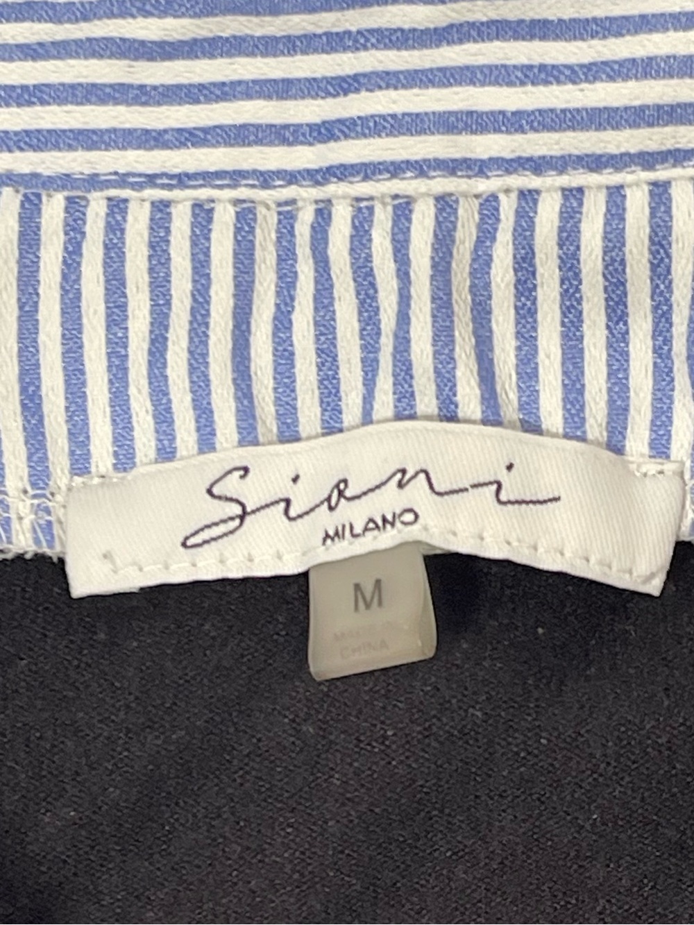 Sioni Milano Women’s M Layered Cardigan Shirt Black Blue Stripe Preppy Sweater - Picture 5 of 7